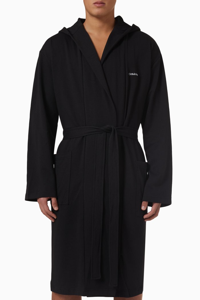 

Modern Bathrobe in Cotton, Black