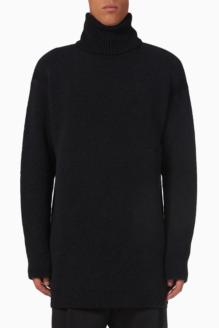 

Turtleneck in Micro Bouclé Knit, Black