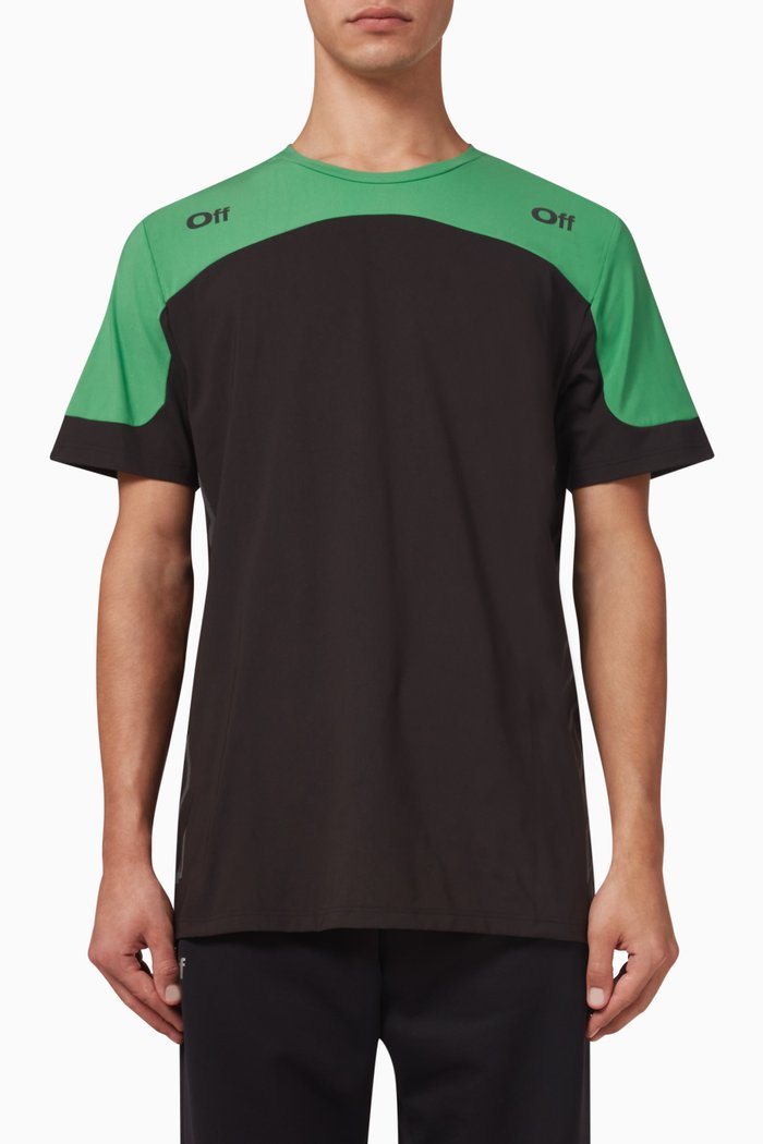

Diagonal Outline Block Sport T-shirt in Stretch Nylon, Black