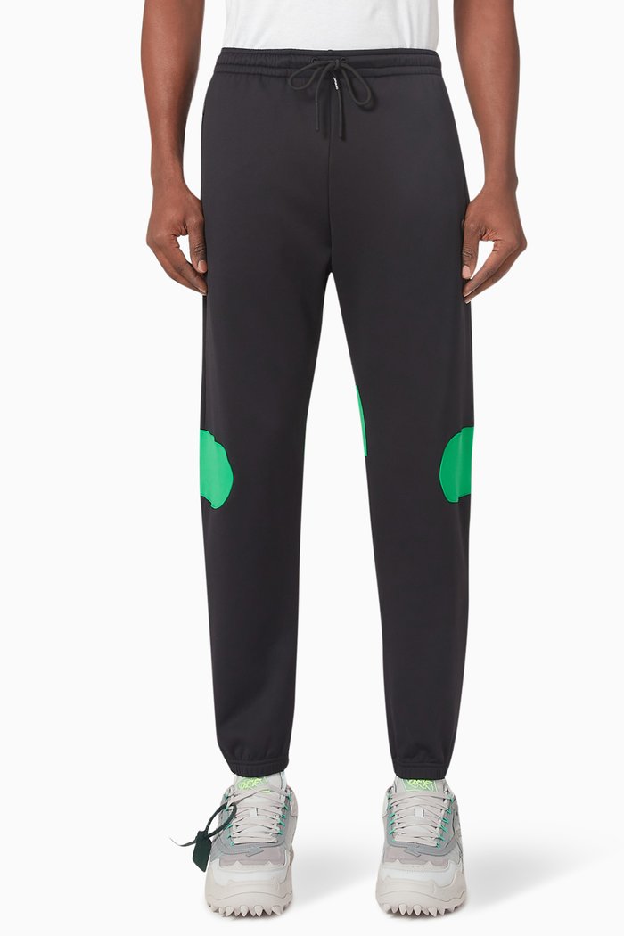 

Diagonal Outline Block Sweatpants in Stretch Nylon, Black