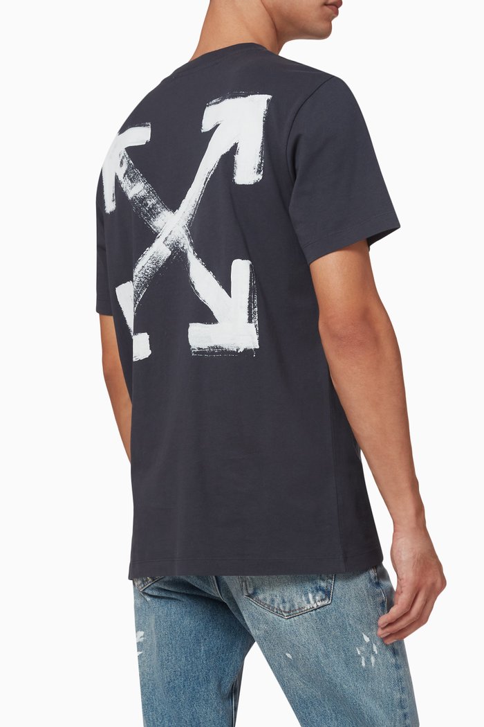 

Paint Arrows Slim-fit T-shirt in Cotton Jersey, Grey