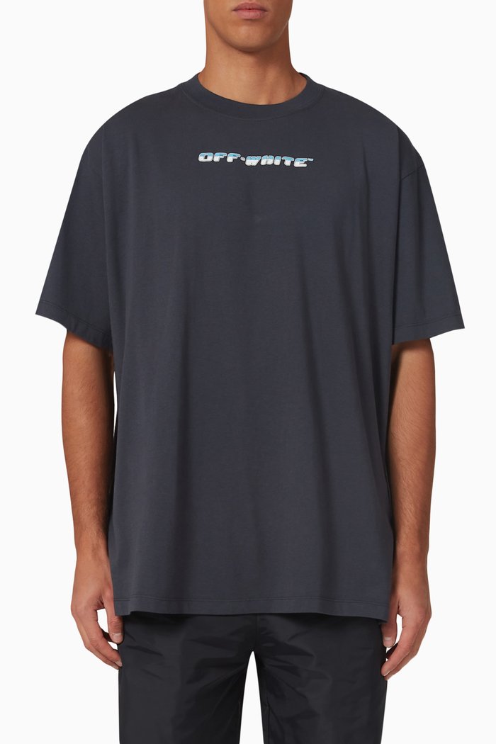 

Between Arrows Oversized T-shirt in Cotton Jersey, Grey