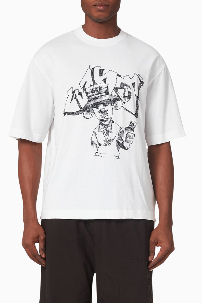 

Graffiti Freestyle Print T-shirt in Cotton-jersey, White