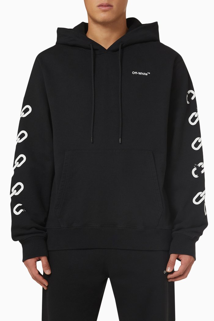 

Chain Arrow Hoodie in Cotton, Black