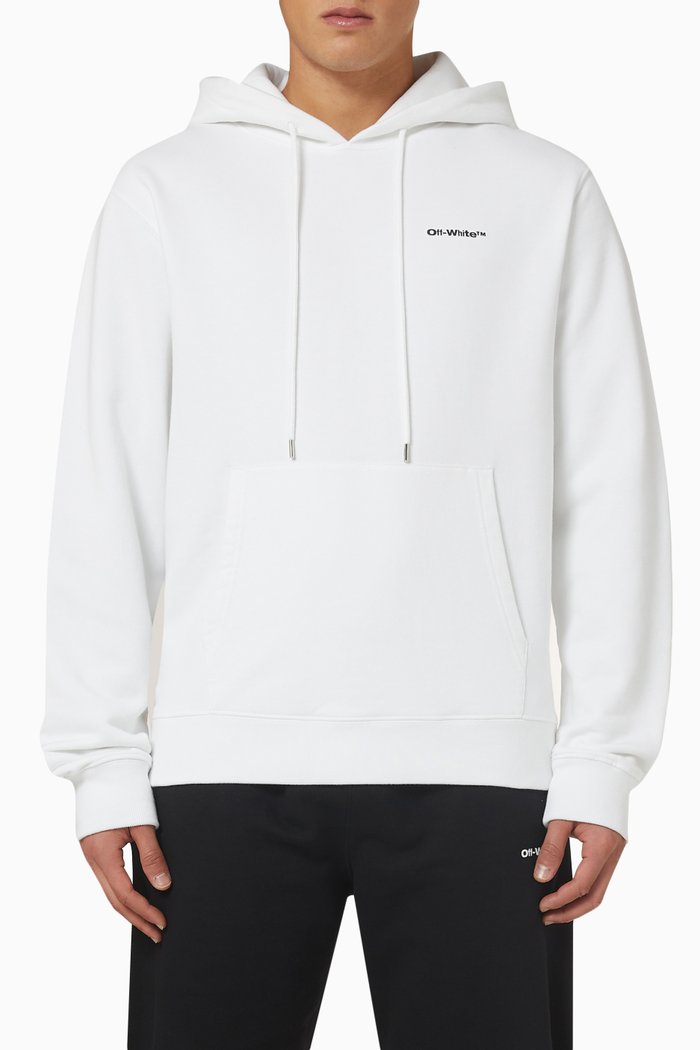 

Wave Outline Diagonal Hoodie in Cotton, White