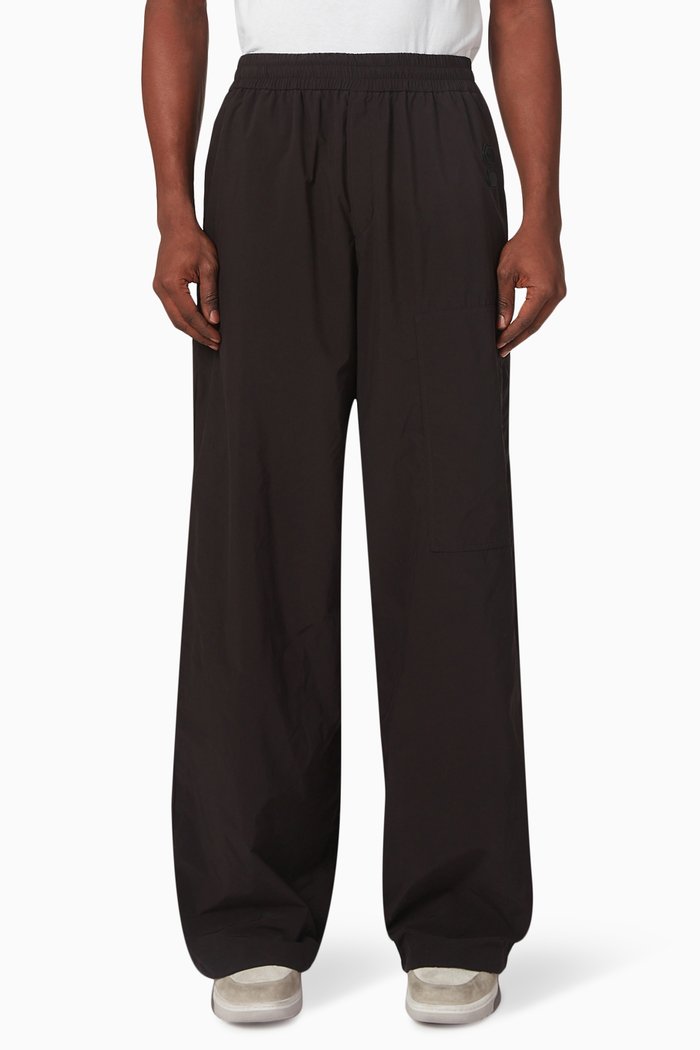 

Patch Peach Wide-leg Utility Pants in Nylon-blend, Black