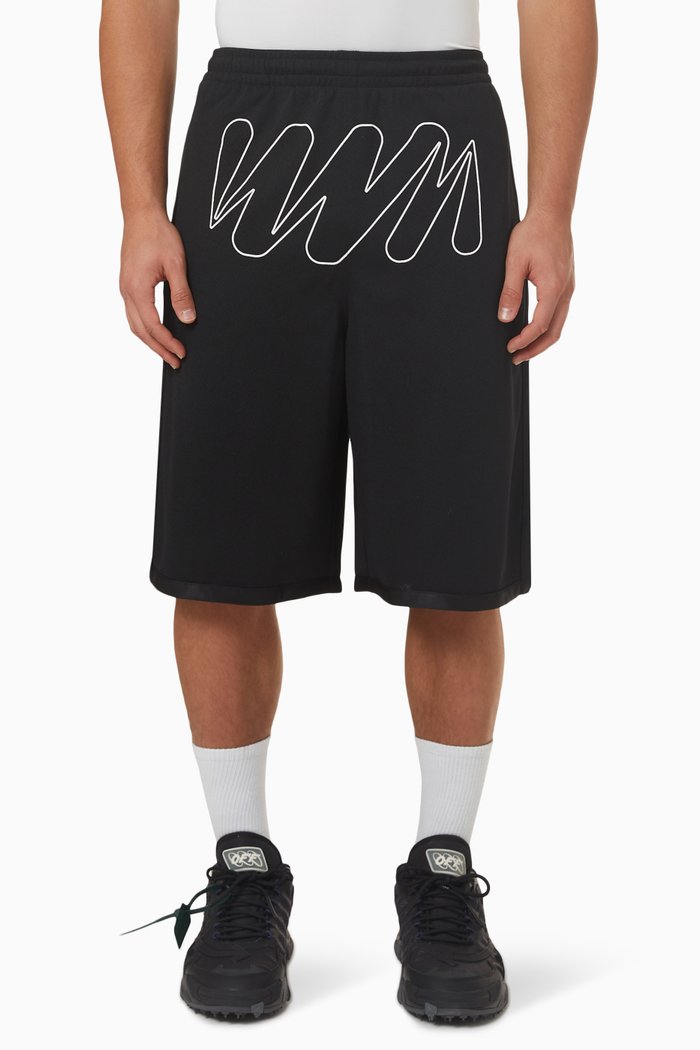

Wave Outline Diagonal Shorts in Mesh, Black