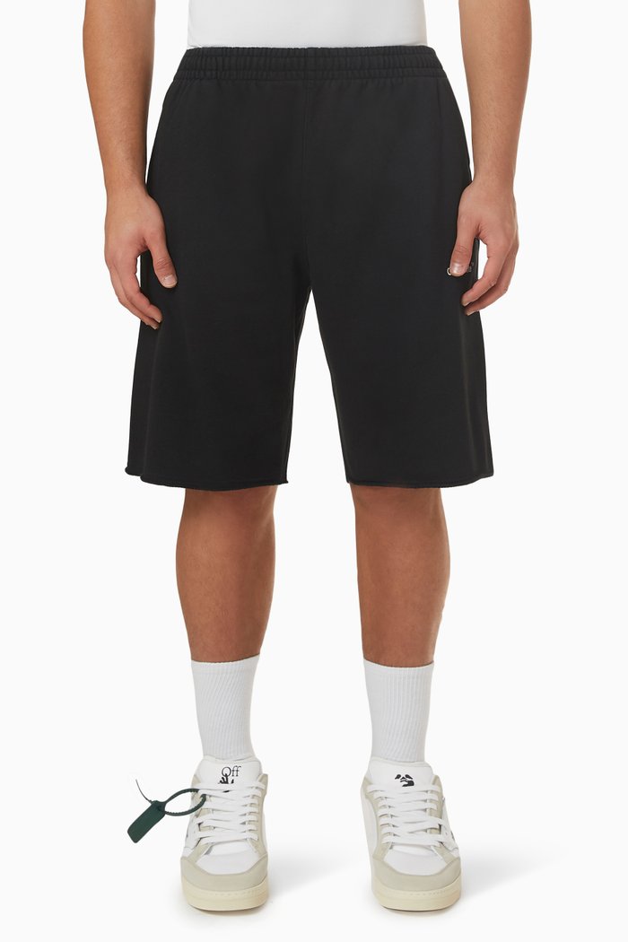 Chain Arrow Sweatshorts in Cotton, Black