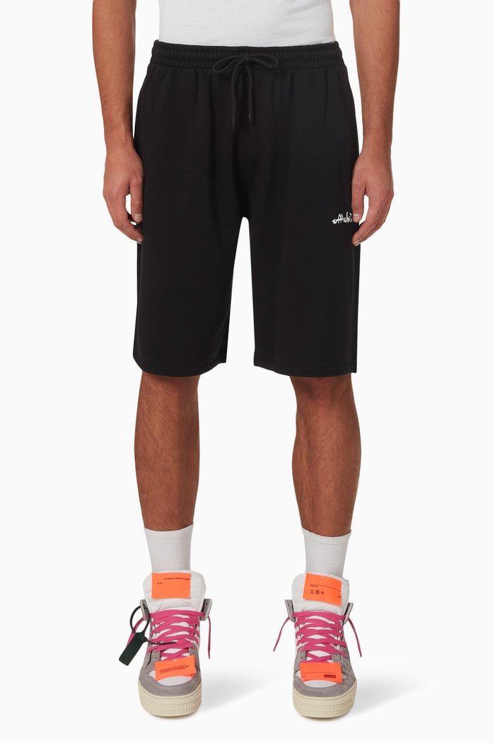 

Paint-script Sweatshorts in Cotton-jersey, Black