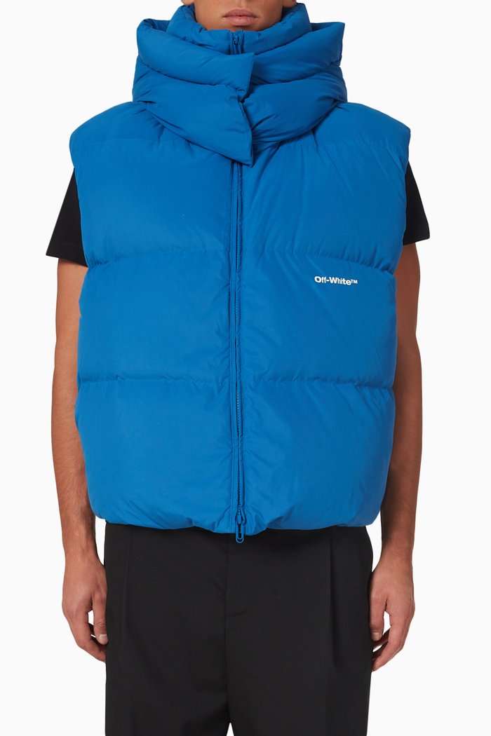 Bounce Hooded Vest Jacket in Nylon, Blue