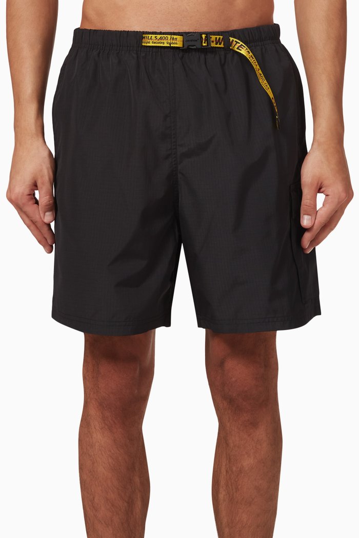

Industrial Strap Swim Shorts in Technical Fabric, Black