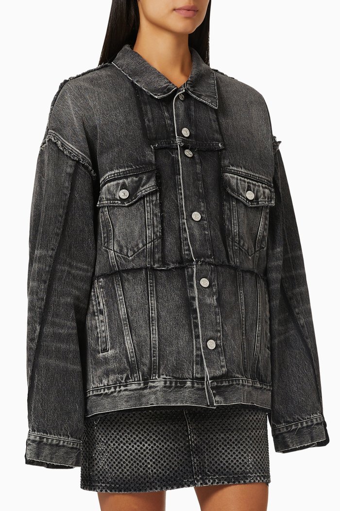 

Cut-up Oversized Jacket in Denim, Black