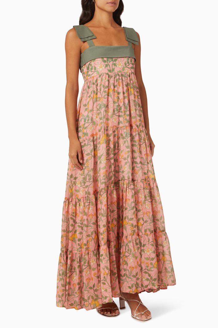 

Cayetana Floral Tiered Maxi Dress, Pink