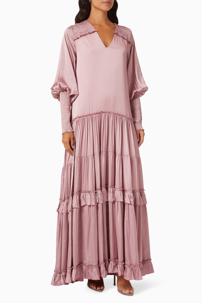 

Elisa Smocked Sleeve Maxi Dress, Pink
