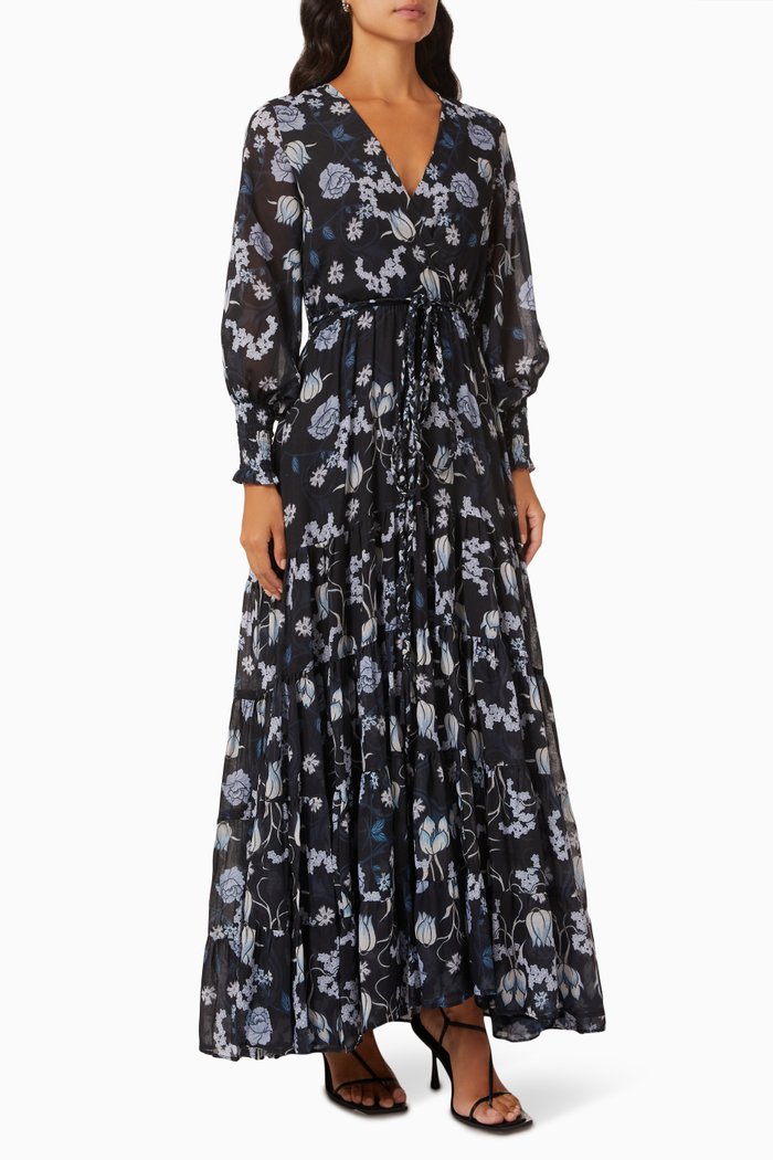 

Eva Floral Maxi Dress, Black