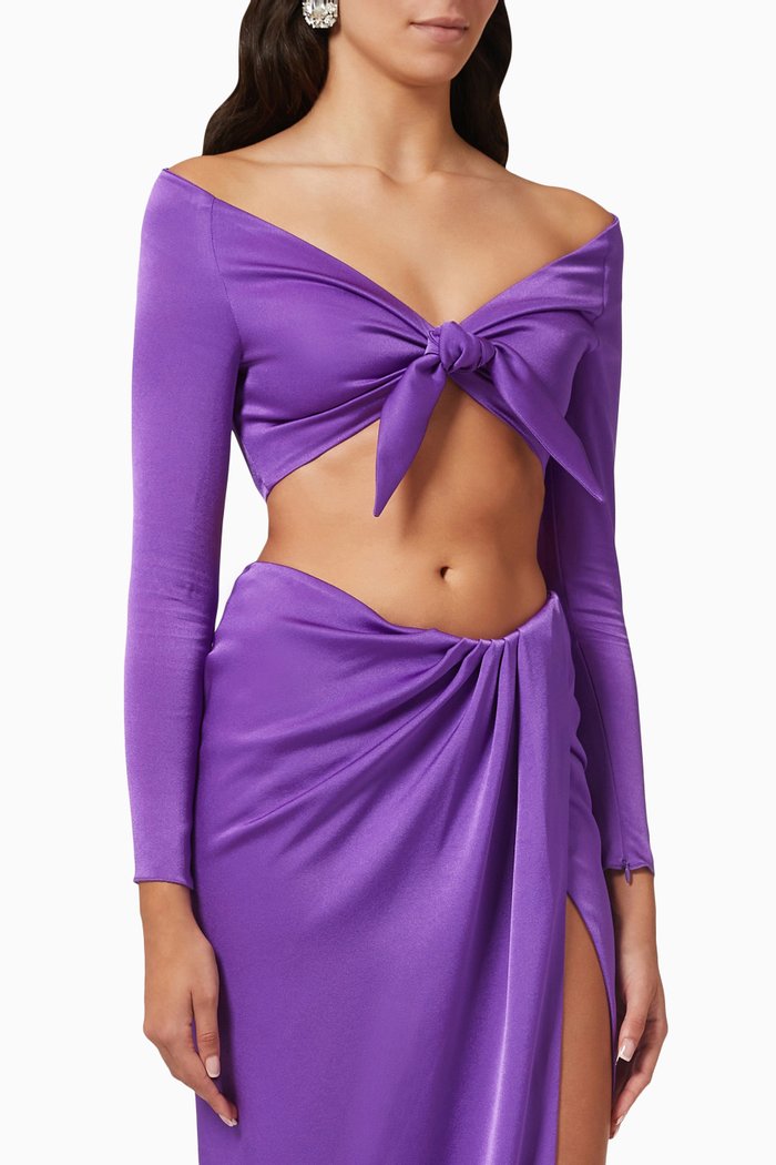 

Ford Bow Crop Top in Satin-crepe, Purple