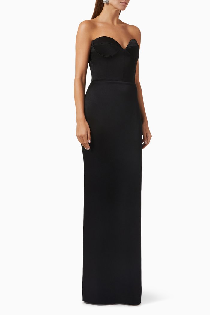 

Cordell Strapless Sweetheart Gown in Satin-crepe, Black