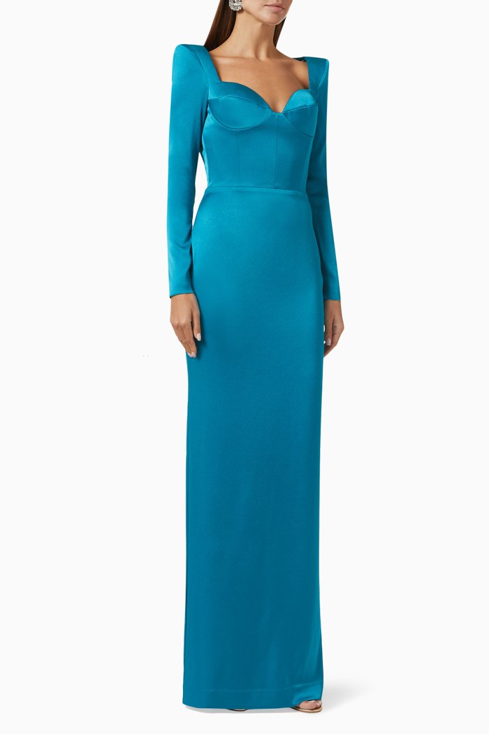

Vale Sweetheart Column Gown in Satin-crepe, Blue