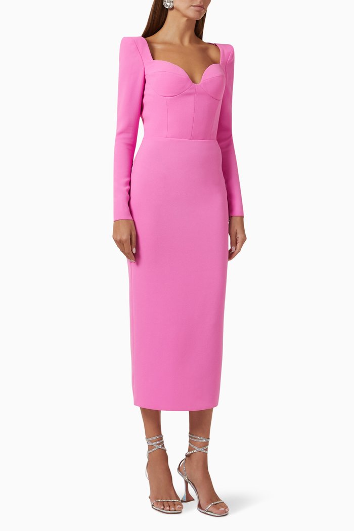 Rawlings Sweetheart Midi Dress in Stretch-crepe, Pink