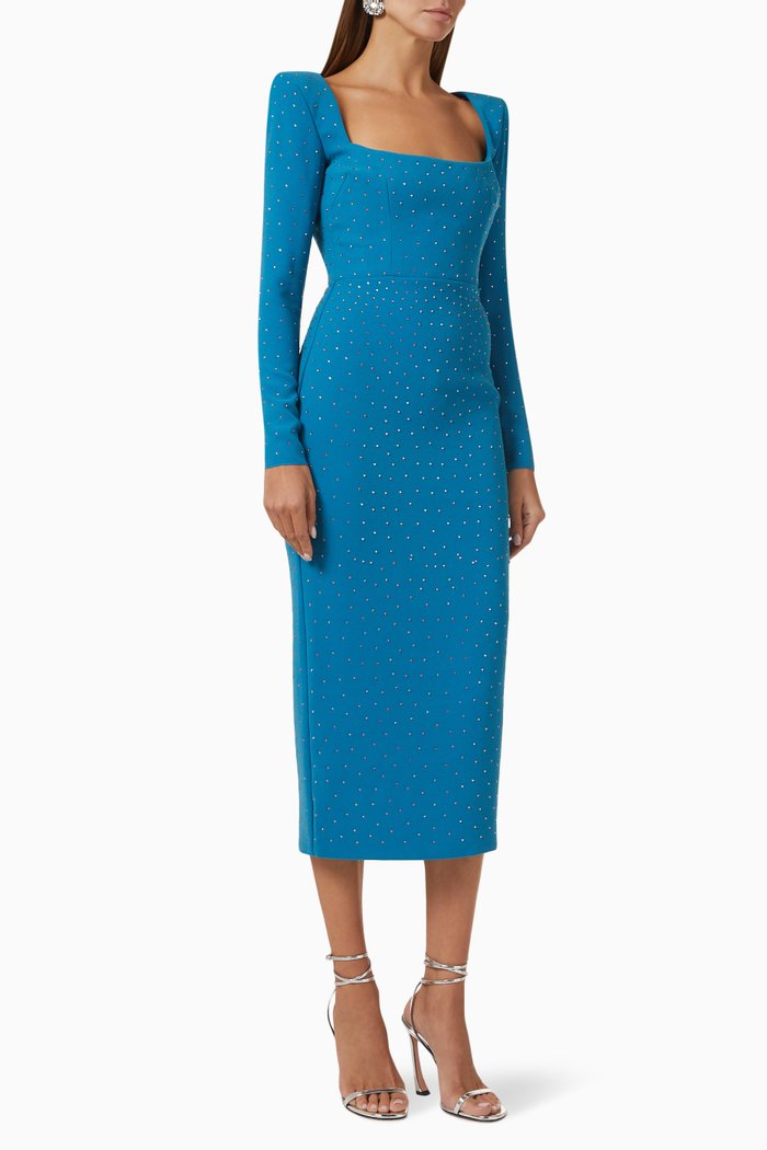 

Tiernan Scoop-neck Midi Dress in Stretch-crepe, Blue