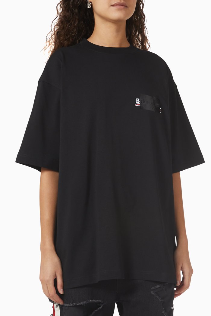 

Political Campaign Large Fit T-shirt in Vintage Jersey, Black