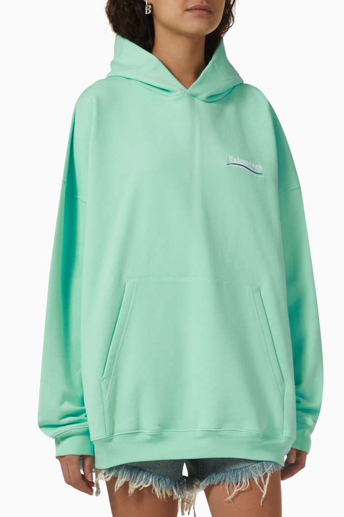 

Political Campaign Logo Large Hoodie in Cotton Fleece, Blue