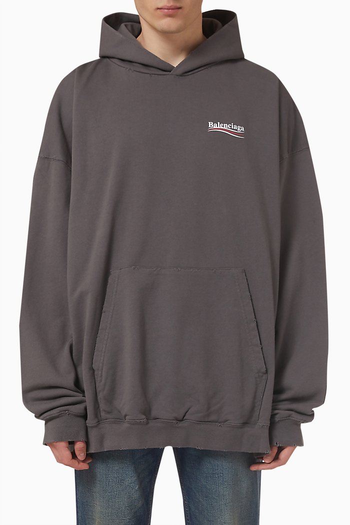 

Political Campaign Large Fit Hoodie in Fleece, Grey