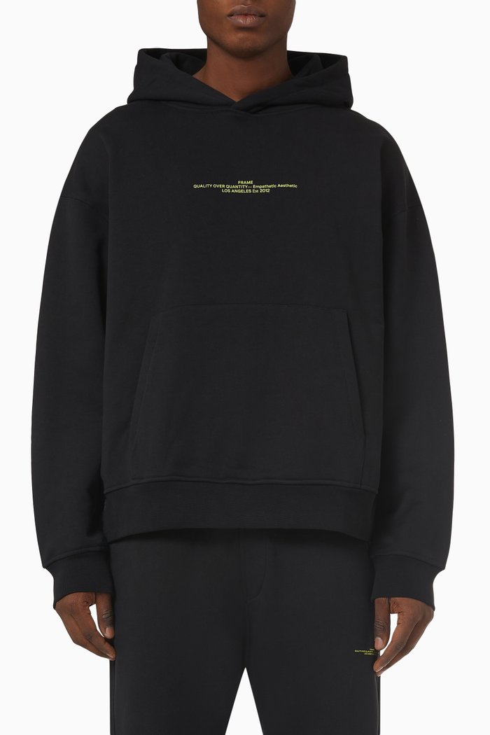 

Hooded Sweatshirt in Cotton Fleece, Black
