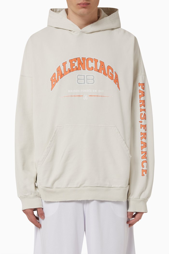 Maison Balenciaga Wide Fit Hoodie in Fleece, Neutral