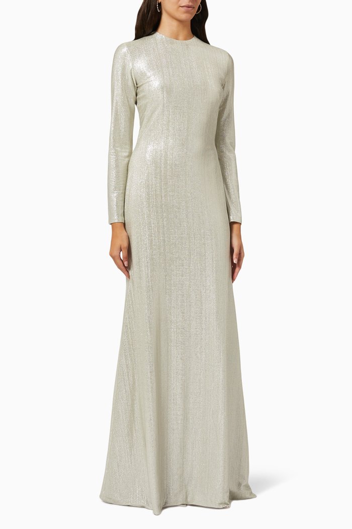 

Whitney Gown in Metallic Jersey, Silver