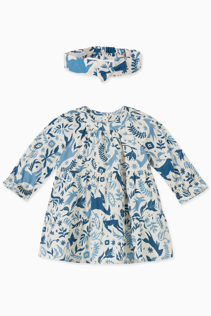 

Ursula Printed Dress & Headband Set, Blue