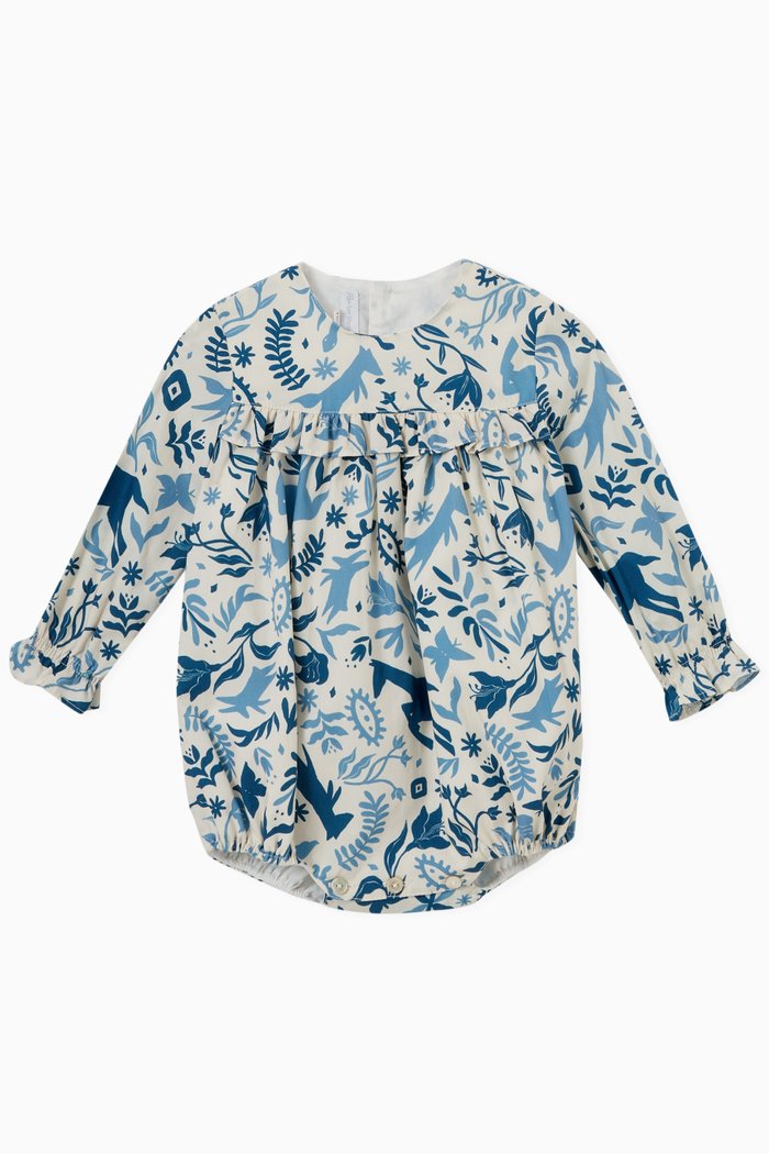 

Usoa Printed Bodysuit in Cotton, Blue
