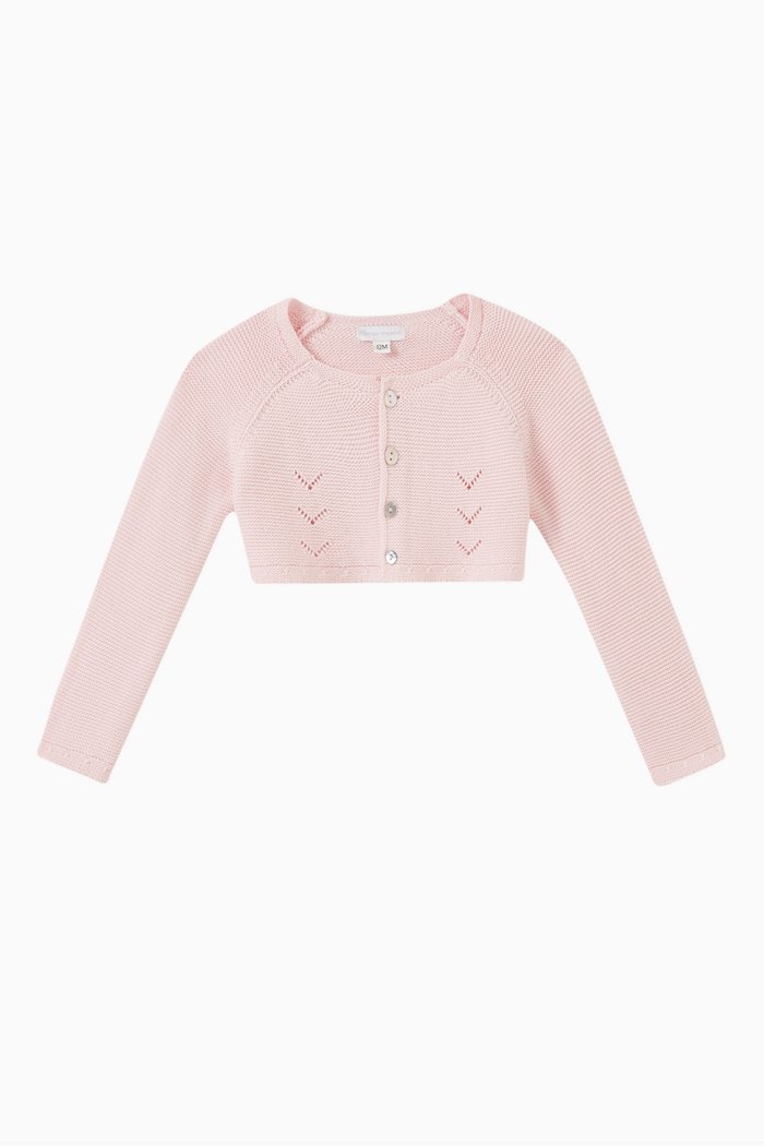 

Verona Crop Cardigan in Pure Cotton, Pink