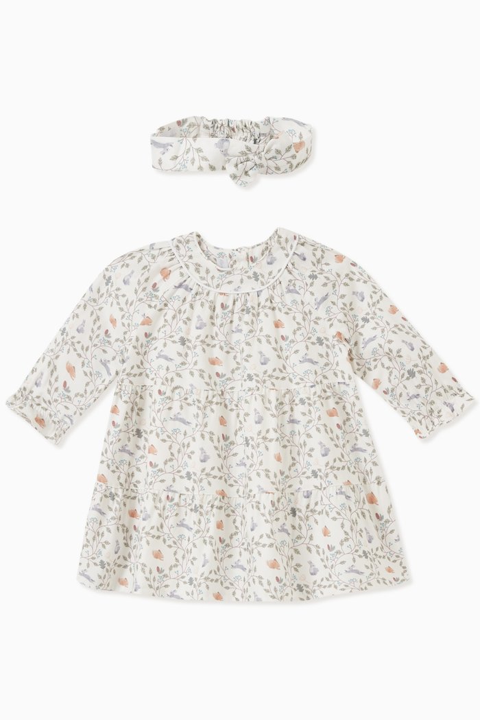 

Yolanda Printed Dress & Headband Set, Neutral