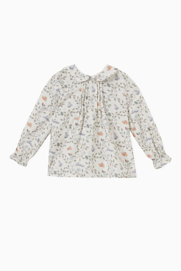 

Yoko Floral-print Top in Cotton, Neutral