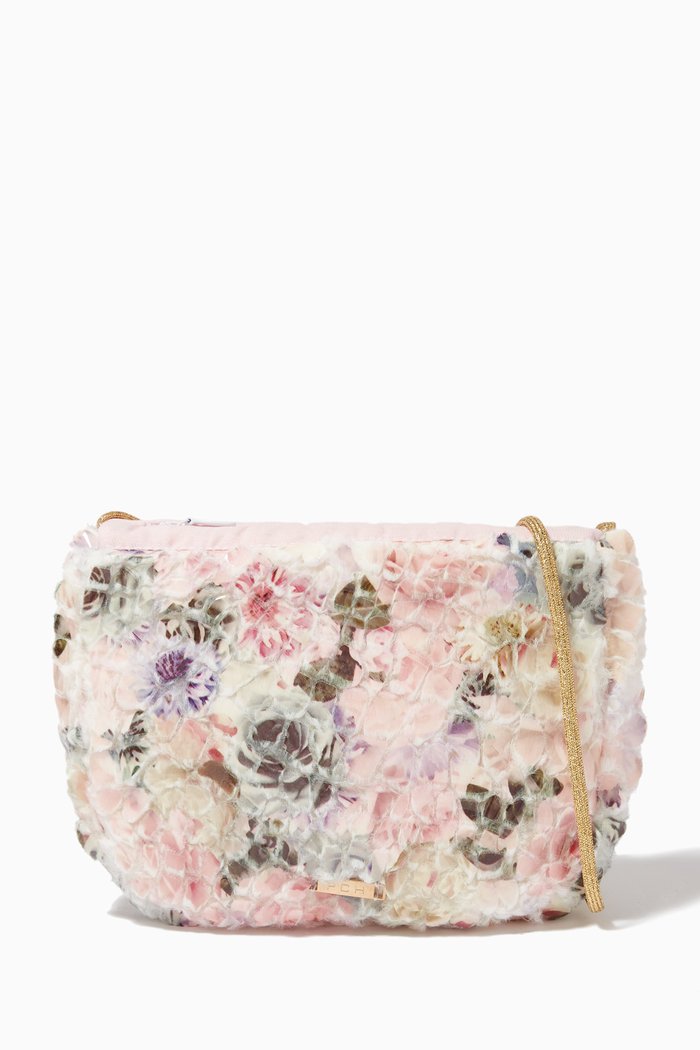 

Jijona Floral-print Textured Shoulder Bag, Pink