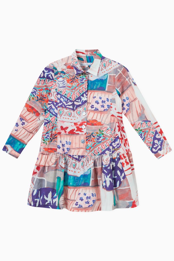 

Alba Expressionist-print Shirt Dress in Cotton, Multicolour