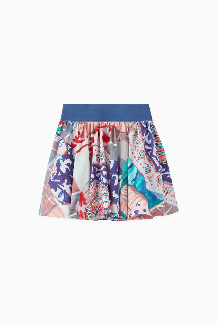

Alicia Expressionist-print Skirt in Cotton, Multicolour