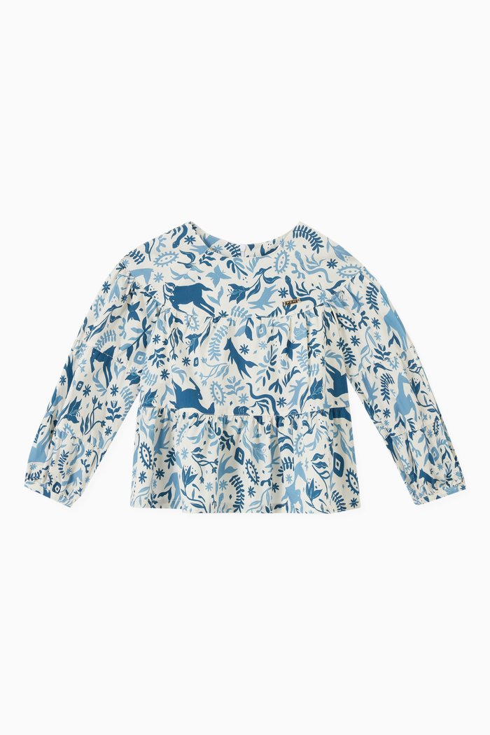 

Cintia Printed Top in Cotton, Blue