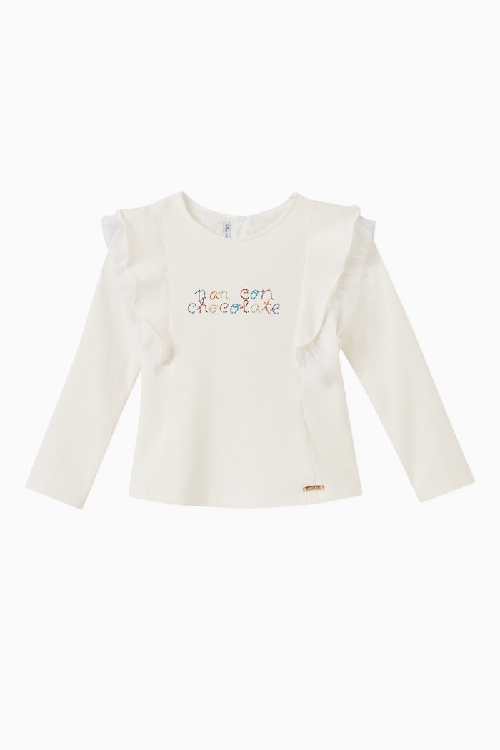 Camelia Ruffled Top in Cotton, White