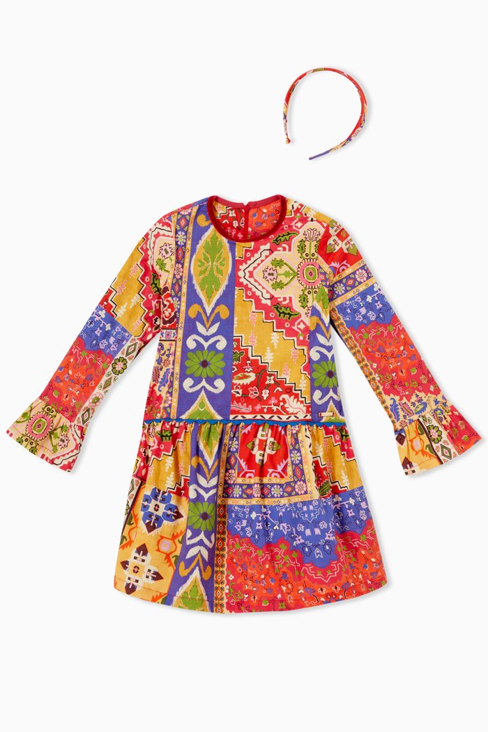 

Dama Printed Patchwork Dress & Headband Set, Multicolour
