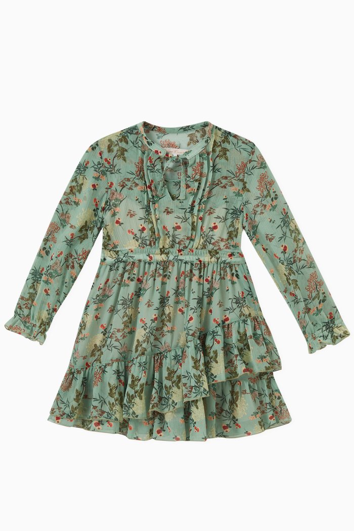 

Reyes Ruffled Dress in Recycled Fabric, Green
