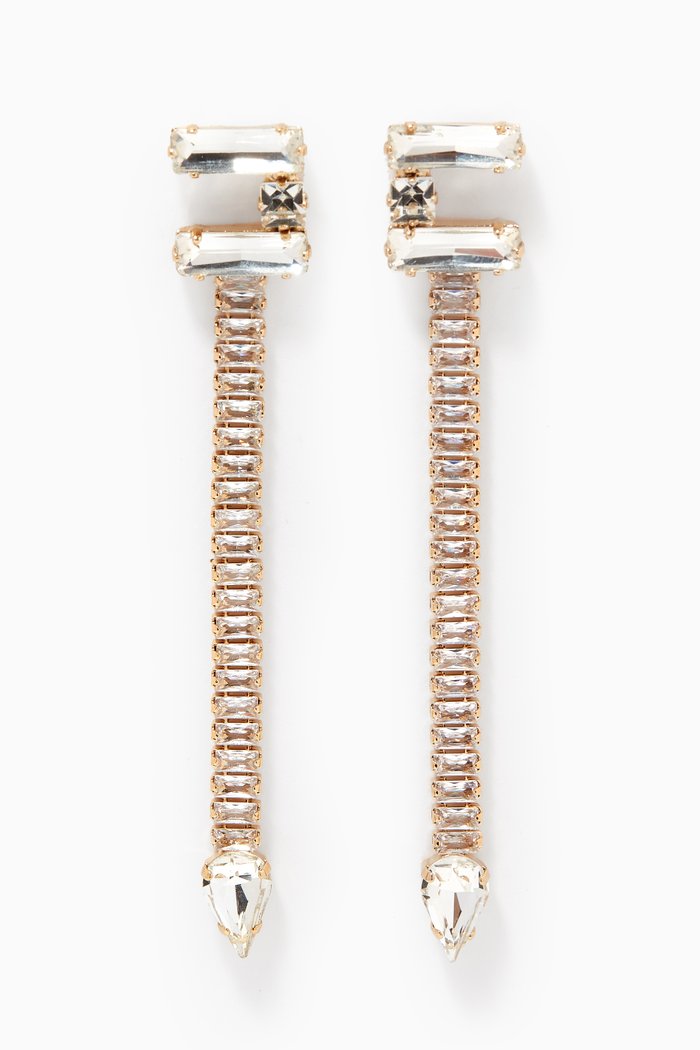 

Baguette Pendant Earrings, Blue
