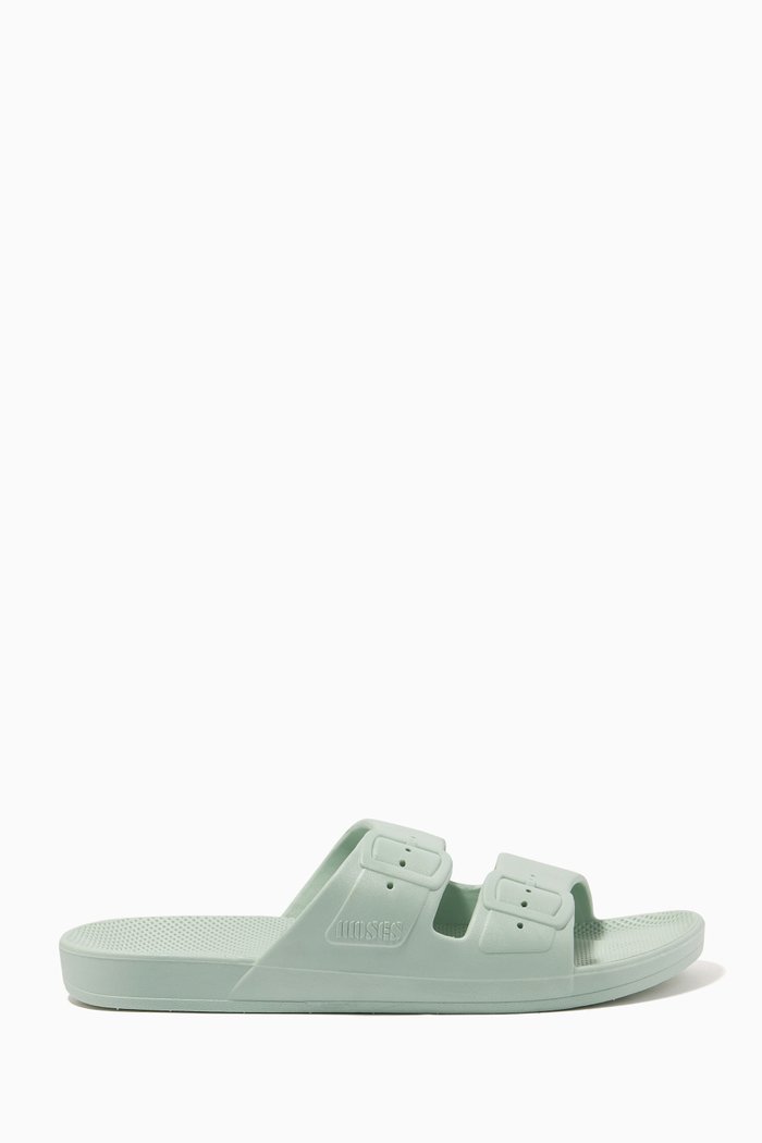 

Fixed-buckle Slides in PVC, Green