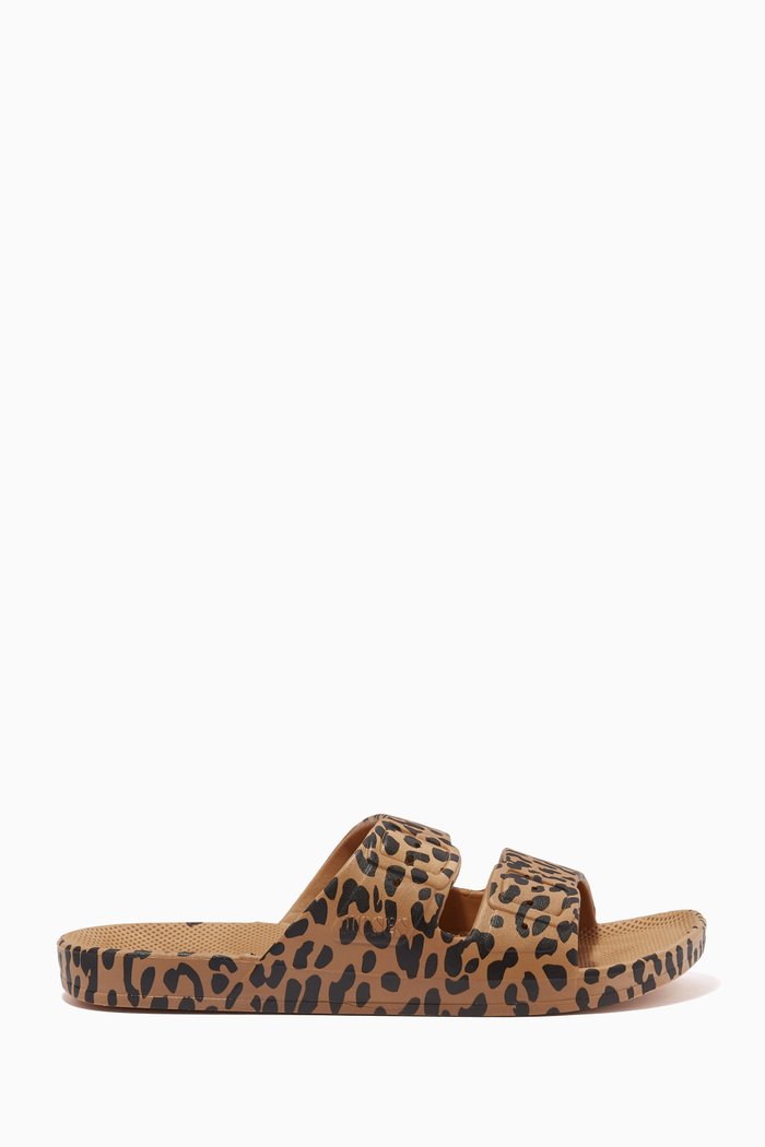 

Leopard Slide Sandals in Rubber, Brown