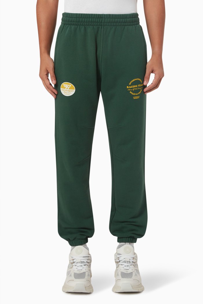 Racing Team Relaxed Sweatpants in Cotton, Green
