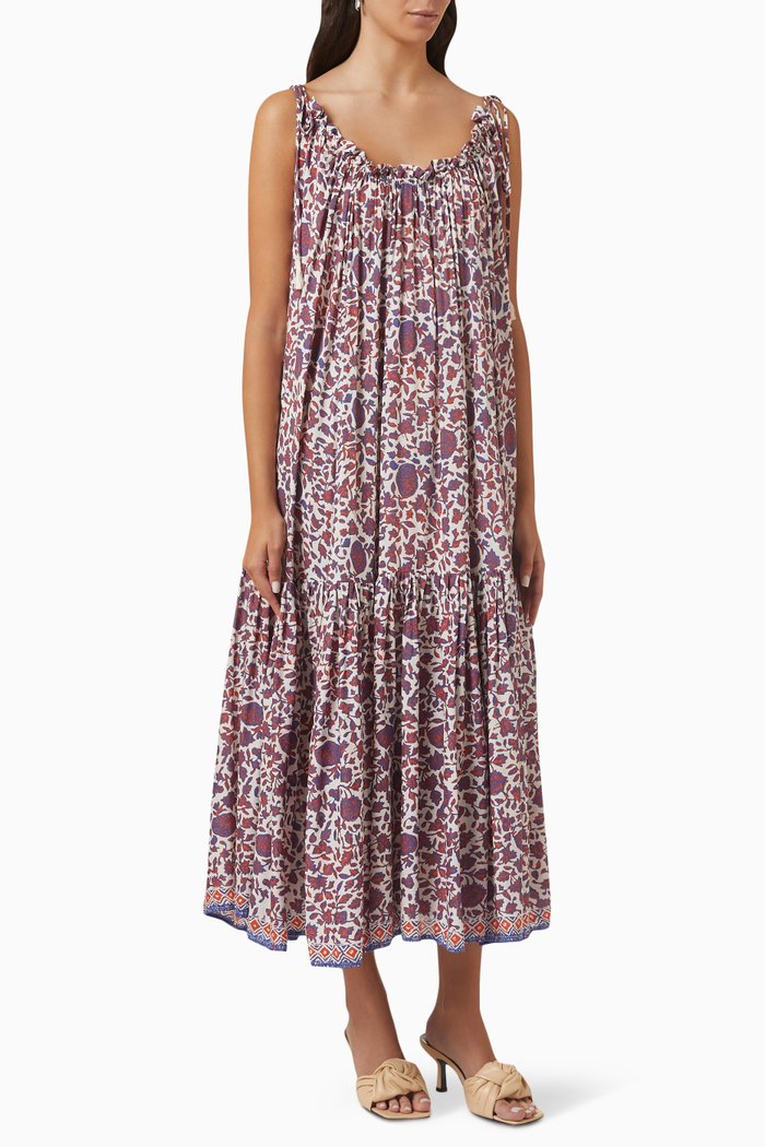 

Jerusha Bloom-print Midi Dress in Rayon, Multicolour