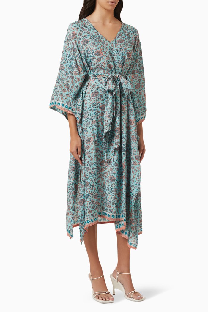 

Marin Printed Midi Dress in Rayon, Green