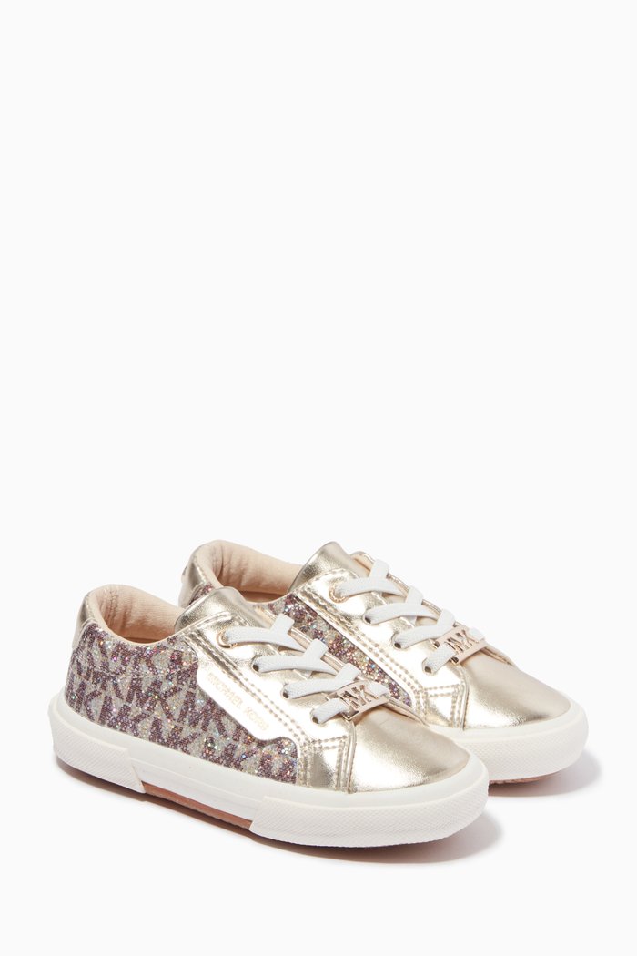

Izetta Sequined Sneakers in Fabric, Gold
