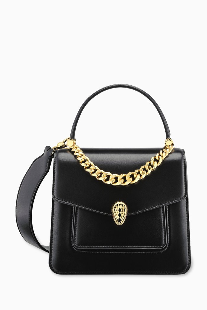 

Serpenti Forever Chain Top Handle Bag in Nappa, Black